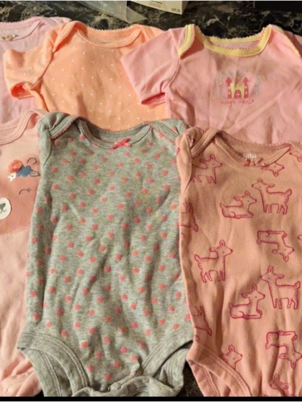 Pink & Gray Baby Girls One-Piece Bodysuit Set